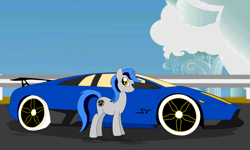 Size: 2000x1200 | Tagged: safe, artist:berryveloce, imported from derpibooru, oc, oc only, oc:cappie, car, hypercar, lamborghini, lamborghini murcielago, lamborghini murcielago lp670-4 sv, supercar