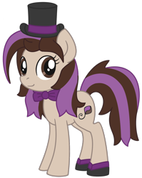 Size: 1024x1284 | Tagged: safe, artist:thebowtieone, imported from derpibooru, oc, oc only, oc:bowtie, earth pony, pony, bowtie, female, hat, mare, simple background, solo, top hat, transparent background