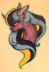 Size: 1024x1501 | Tagged: safe, artist:oneiria-fylakas, imported from derpibooru, oc, oc only, oc:midnight fairytale, oc:midnight farytale, pony, unicorn, bust, female, mare, portrait, solo, traditional art