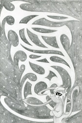 Size: 1280x1907 | Tagged: safe, artist:crystalightrocket, artist:crystalightx, imported from derpibooru, oc, oc only, oc:aster the powerliquid, black sclera, markings, pencil, traditional art