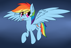 Size: 1544x1050 | Tagged: safe, artist:zogzor, imported from derpibooru, rainbow dash, female, flying, gradient background, solo, tongue out