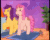 Size: 450x360 | Tagged: safe, imported from derpibooru, screencap, bon bon (g1), bright eyes, clover (g1), melody, patch (g1), starlight (g1), sweetheart, mouse, pony, bon bon's diary, my little pony tales, 7 pony friends, animated, female, g1, gif, pony pile