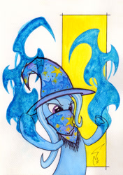 Size: 1200x1700 | Tagged: safe, artist:crystalightrocket, artist:crystalightx, imported from derpibooru, trixie, pony, unicorn, clothes, female, gangsta, magic, mare, mixed media, simple background, solo, traditional art
