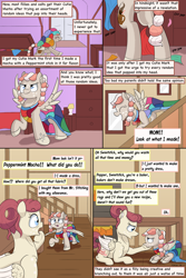 Size: 3000x4494 | Tagged: safe, artist:floofyfoxcomics, imported from derpibooru, oc, oc only, oc:peppermint mocha (pegasusjedi), pegasus, pony, comic:a dash of peppermint, absurd resolution, clothes, dress, female, filly, misspelling, mother and daughter