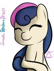 Size: 1000x1300 | Tagged: safe, artist:lyres-art, imported from derpibooru, bon bon, sweetie drops, earth pony, pony, adorabon, bust, cute, eyes closed, female, simple background, smiling, solo, white background