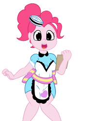 Size: 1280x1831 | Tagged: safe, artist:pabbley, artist:php47, imported from derpibooru, pinkie pie, coinky-dink world, eqg summertime shorts, equestria girls, alternate hairstyle, bow, colored, diner uniform, female, server pinkie pie, solo