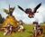 Size: 2123x1734 | Tagged: safe, artist:koviry, imported from derpibooru, oc, oc only, oc:anima, oc:anima (lord_salt), oc:cocoa dot, oc:evening howler, oc:mocha latte, oc:olive hue, bat pony, earth pony, pegasus, pony, bat pony oc, commission, fence, flying, hay, leaning, smiling, spread wings, wings