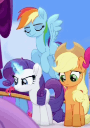 Size: 480x680 | Tagged: safe, imported from derpibooru, screencap, applejack, pinkie pie, rainbow dash, rarity, twilight sparkle, twilight sparkle (alicorn), alicorn, earth pony, pegasus, pony, unicorn, my little pony: the movie, the making of my little pony movie, animated, burp, canterlot, cropped, derp, faic, female, flying, gif, glare, grin, looking up, magic, rainbow dash is best facemaker, smiling