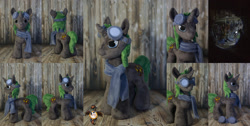Size: 1992x1000 | Tagged: safe, artist:essorille, imported from derpibooru, oc, oc only, oc:steam shadow, pony, unicorn, clothes, goggles, irl, male, photo, plushie, scarf, solo, stallion