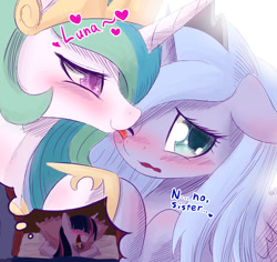 Size: 1024x968 | Tagged: safe, artist:phoenixperegrine, imported from derpibooru, princess celestia, princess luna, twilight sparkle, alicorn, pony, dream, drool, female, filly, funny, incest, lesbian, licking, princest, s1 luna, shipper on deck, shipping, that is my fetish, tongue out, twilight the shipper, woona, younger