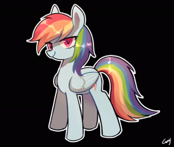 Size: 2600x2200 | Tagged: safe, artist:r1629, imported from derpibooru, rainbow dash, pegasus, pony, black background, female, folded wings, looking at you, mare, simple background, smiling, solo