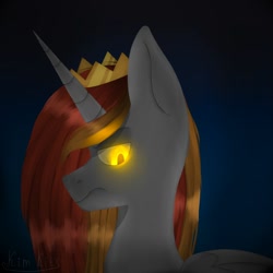 Size: 1000x1000 | Tagged: artist needed, safe, artist:kimkits25, imported from derpibooru, oc, oc only, oc:king phoenix, alicorn, pony, alicorn oc, crown, horn, jewelry, looking down, male, regalia, solo, wings