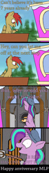 Size: 600x2100 | Tagged: safe, artist:slamjam, imported from derpibooru, starlight glimmer, oc, comic, friendship express, happy birthday mlp:fim, hat, mlp fim's seventh anniversary, text, the ride never ends, train