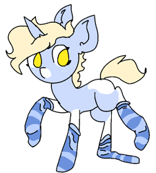 Size: 677x749 | Tagged: safe, artist:nootaz, imported from derpibooru, oc, oc only, oc:nootaz, unicorn, clothes, simple background, socks, solo, striped socks, transparent background