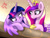 Size: 1200x900 | Tagged: safe, artist:joakaha, imported from derpibooru, princess cadance, twilight sparkle, alicorn, pony, once upon a zeppelin, ..., comforting, comforting twilight, crown, cute, duo, female, hug, jewelry, mare, regalia, sad, sadorable, signature, sisters-in-law, smiling, twilight sparkle (alicorn), winghug, wings