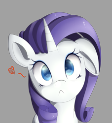 Size: 3000x3300 | Tagged: safe, artist:posionjoke, imported from derpibooru, rarity, pony, unicorn, bust, ear flick, ear twitch, female, floppy ears, heart, looking at you, sad, solo