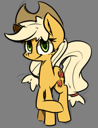 Size: 539x704 | Tagged: safe, artist:bloodatius, artist:luxaestas, imported from derpibooru, applejack, earth pony, pony, cowboy hat, female, gray background, hat, looking at you, mare, simple background, solo