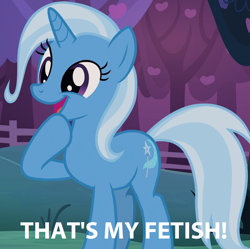 Size: 1004x1000 | Tagged: safe, edit, edited screencap, imported from derpibooru, screencap, trixie, pony, unicorn, uncommon bond, female, image macro, mare, meme, solo, that is my fetish