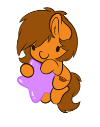 Size: 3493x4462 | Tagged: safe, artist:wickedsilly, imported from derpibooru, oc, oc only, oc:venus spring, pony, unicorn, chibi, female, mare, simple background, smiling, solo, stars, transparent background, venus spring actually having a pretty good time, warp star