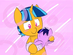 Size: 2048x1536 | Tagged: safe, artist:periwinkietwinkie, imported from derpibooru, oc, oc only, oc:solar flare, oc:starlight, pegasus, pony, unicorn, baby, baby pony, colt, male, offspring, parent:flash sentry, parent:twilight sparkle, parents:flashlight, siblings