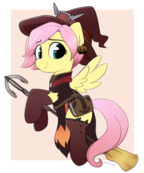 Size: 2290x2750 | Tagged: safe, artist:moozua, imported from derpibooru, fluttershy, pegasus, pony, alternate hairstyle, book, boots, broom, clothes, crossover, cute, dress, ear piercing, earring, female, flying, flying broomstick, gloves, halloween, hat, holiday, jewelry, leather, mare, mercy, mercyshy, overwatch, piercing, pixie cut, shoes, shyabetes, smiling, socks, thigh highs, witch, witch hat