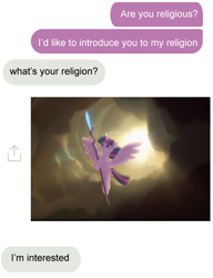 Size: 484x630 | Tagged: dead source, safe, edit, edited screencap, imported from derpibooru, screencap, twilight sparkle, alicorn, my little pony: the movie, meme, religion, staff, staff of sacanas, text, twilight sparkle (alicorn)