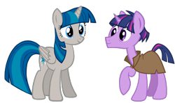 Size: 1944x1152 | Tagged: safe, artist:thecheeseburger, imported from derpibooru, stygian, twilight sparkle, alicorn, pony, shadow play, clothes, cutie mark swap, palette swap, raised hoof, recolor, simple background, smiling, transparent background, twilight sparkle (alicorn)