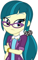 Size: 520x819 | Tagged: safe, artist:thebar, imported from derpibooru, juniper montage, equestria girls, movie magic, spoiler:eqg specials, bracelet, female, glasses, jewelry, nervous, simple background, solo, transparent background