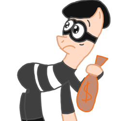 Size: 2656x2809 | Tagged: safe, artist:wumowumo, imported from derpibooru, crime time, crossover, hoof hold, mime, money bag, robber, shifty, simple background, transparent background