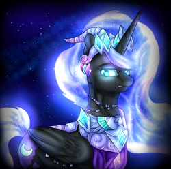 Size: 1924x1912 | Tagged: safe, artist:not-ordinary-pony, imported from derpibooru, nightmare moon, alicorn, pony, female, glowing eyes, glowing mane, mare, solo