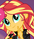 Size: 146x165 | Tagged: safe, edit, imported from derpibooru, sunset shimmer, human, equestria girls, cropped, female, fuck you, geode of empathy, magical geodes, middle finger, picture for breezies, reaction image, smiling, solo, vulgar