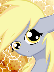 Size: 768x1024 | Tagged: safe, artist:lucitfandmlp, imported from derpibooru, derpy hooves, pegasus, pony, female, food, looking at you, mare, muffin, solo