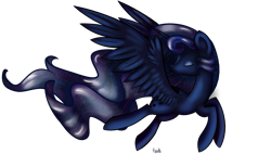 Size: 3800x2159 | Tagged: safe, artist:ilynalta, imported from derpibooru, princess luna, alicorn, pony, eyes closed, female, mare, simple background, solo, transparent background