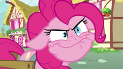 Size: 1920x1080 | Tagged: safe, imported from derpibooru, screencap, pinkie pie, earth pony, pony, secrets and pies, constipation, crazy face, faic, female, floppy ears, mare