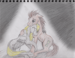 Size: 621x480 | Tagged: safe, artist:startoucher, imported from derpibooru, derpy hooves, doctor whooves, time turner, doctorderpy, female, male, shipping, straight, traditional art