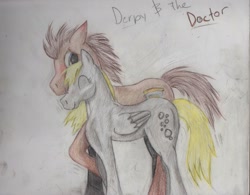 Size: 2536x1975 | Tagged: safe, artist:startoucher, imported from derpibooru, derpy hooves, doctor whooves, time turner, doctorderpy, female, male, shipping, straight, traditional art