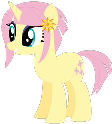 Size: 1024x1137 | Tagged: safe, artist:ra1nb0wk1tty, imported from derpibooru, fluttershy, sunny flare, pony, unicorn, equestria girls ponified, female, mare, ponified, recolor, simple background, solo, transparent background