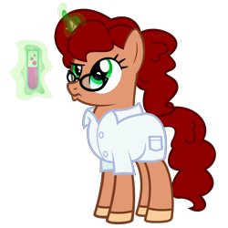 Size: 7000x7000 | Tagged: safe, artist:worstsousaphonehorse, imported from derpibooru, oc, oc only, pony, unicorn, absurd resolution, clothes, female, glasses, glowing horn, lab coat, magic, simple background, solo, test tube, transparent background, vector