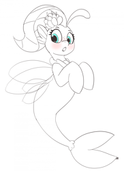 Size: 1280x1754 | Tagged: safe, artist:pabbley, imported from derpibooru, princess skystar, seapony (g4), my little pony: the movie, 30 minute art challenge, female, monochrome, solo