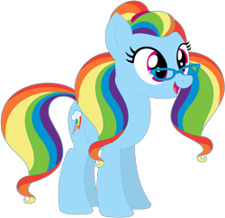 Size: 1024x994 | Tagged: safe, artist:ra1nb0wk1tty, imported from derpibooru, rainbow dash, sugarcoat, earth pony, pony, equestria girls ponified, female, glasses, mare, ponified, recolor, simple background, solo, transparent background