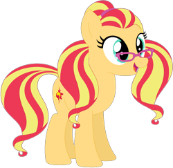 Size: 1024x995 | Tagged: safe, artist:ra1nb0wk1tty, imported from derpibooru, sugarcoat, sunset shimmer, earth pony, pony, equestria girls ponified, female, glasses, mare, ponified, recolor, simple background, solo, sunspecs shimmer, transparent background