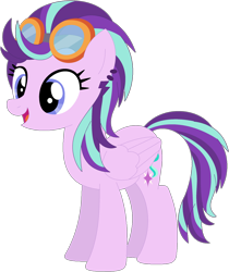 Size: 1024x1219 | Tagged: safe, artist:ra1nb0wk1tty, imported from derpibooru, indigo zap, starlight glimmer, pegasus, pony, ear piercing, earring, equestria girls ponified, female, goggles, jewelry, mare, piercing, ponified, recolor, simple background, solo, transparent background