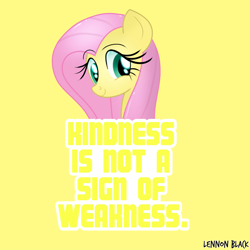 Size: 900x900 | Tagged: safe, artist:lennonblack, imported from derpibooru, fluttershy, pegasus, pony, bust, female, mare, motivational, portrait, positive ponies, signature, simple background, solo