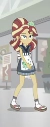 Size: 248x625 | Tagged: safe, imported from derpibooru, screencap, sunset shimmer, eqg summertime shorts, equestria girls, good vibes, clothes, cropped, female, ropes, sandals, socks, solo, sunset sushi