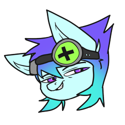 Size: 1000x1000 | Tagged: safe, artist:neoncel, imported from derpibooru, oc, oc only, oc:raven mcchippy, earth pony, pony, goggles, smiling, smirk, solo