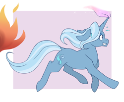 Size: 1024x843 | Tagged: safe, artist:uniquecolorchaos, imported from derpibooru, trixie, pony, female, fire, magic, running, solo