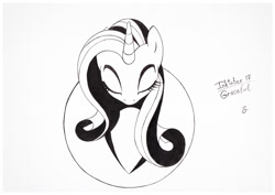 Size: 1073x759 | Tagged: safe, artist:sherwoodwhisper, imported from derpibooru, rarity, pony, unicorn, eyes closed, female, graceful, inktober, inktober 2017, mare, monochrome, solo, traditional art