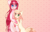 Size: 1000x642 | Tagged: safe, artist:little-sketches, artist:php146, imported from derpibooru, oc, oc only, oc:akarui sakura, oc:amai, anthro, earth pony, pony, semi-anthro, anthro with ponies, arm hooves, bipedal, female, hug, looking back, mare, open mouth, smiling