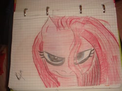 Size: 1280x960 | Tagged: artist needed, safe, imported from derpibooru, pinkie pie, female, lined paper, looking at you, pinkamena diane pie, solo, traditional art