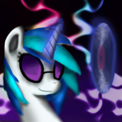 Size: 2900x2900 | Tagged: safe, artist:phendyl, imported from derpibooru, dj pon-3, vinyl scratch, pony, bust, female, high res, magic, portrait, record, solo